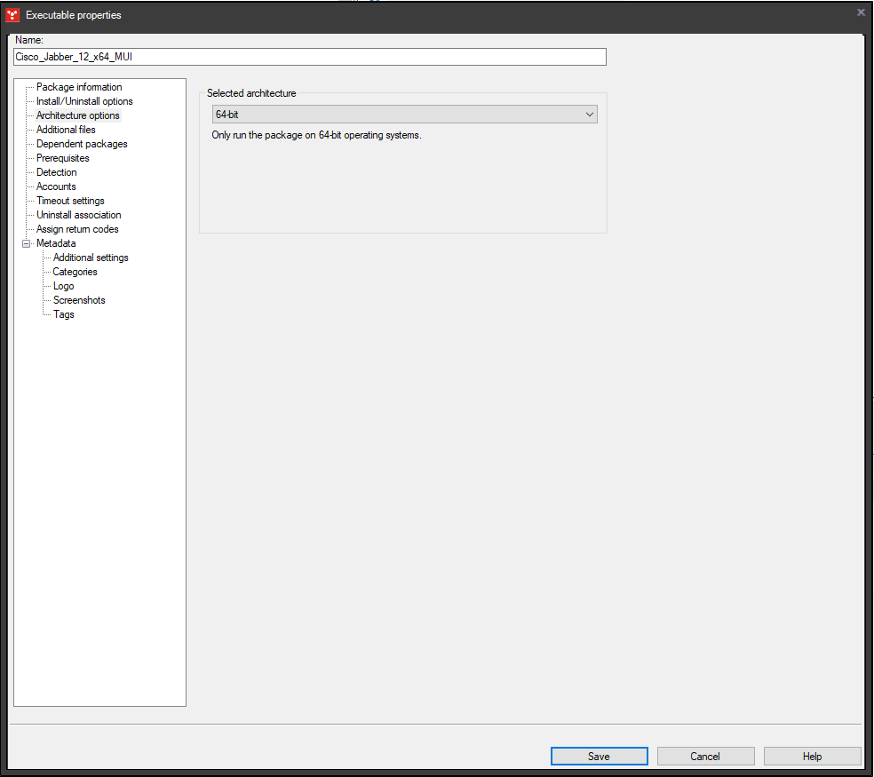 Executable package - Architecture options